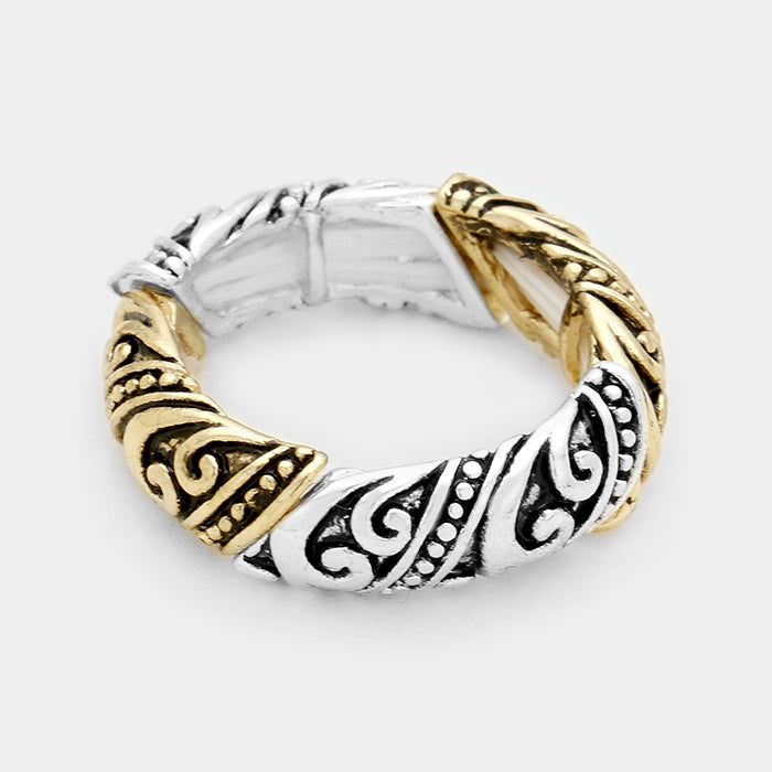 iLLASPARKZ Embossed metal filigree stretch ring