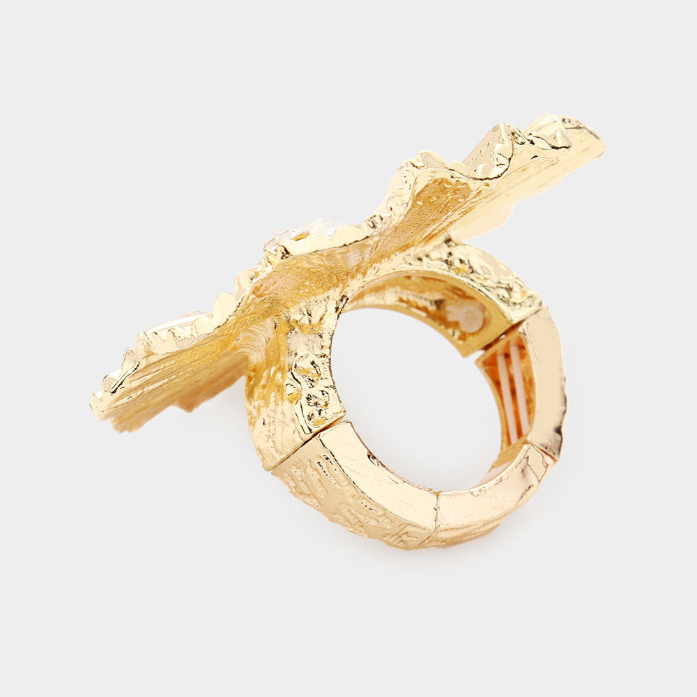 iLLASPARKZ Round Stone Embellished Abstract Metal Stretch Ring