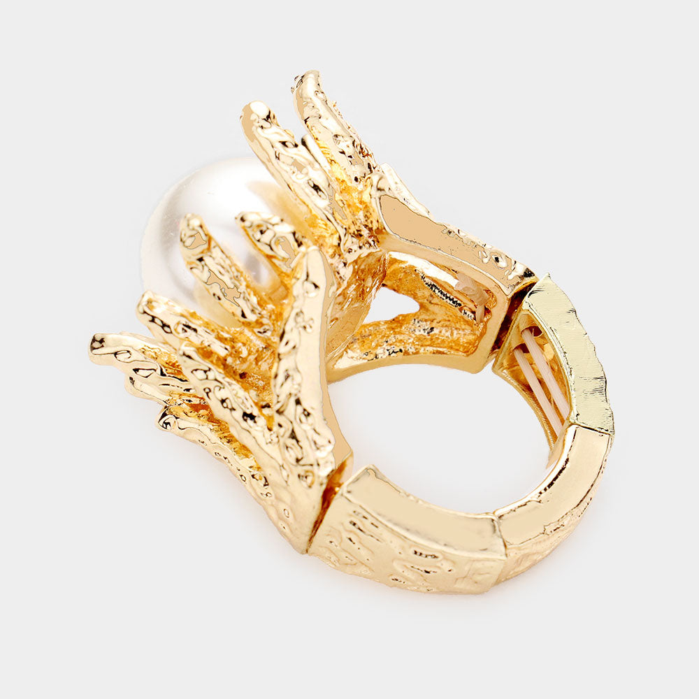 iLLASPARKZ Pearl Accented Flower Stretch Ring