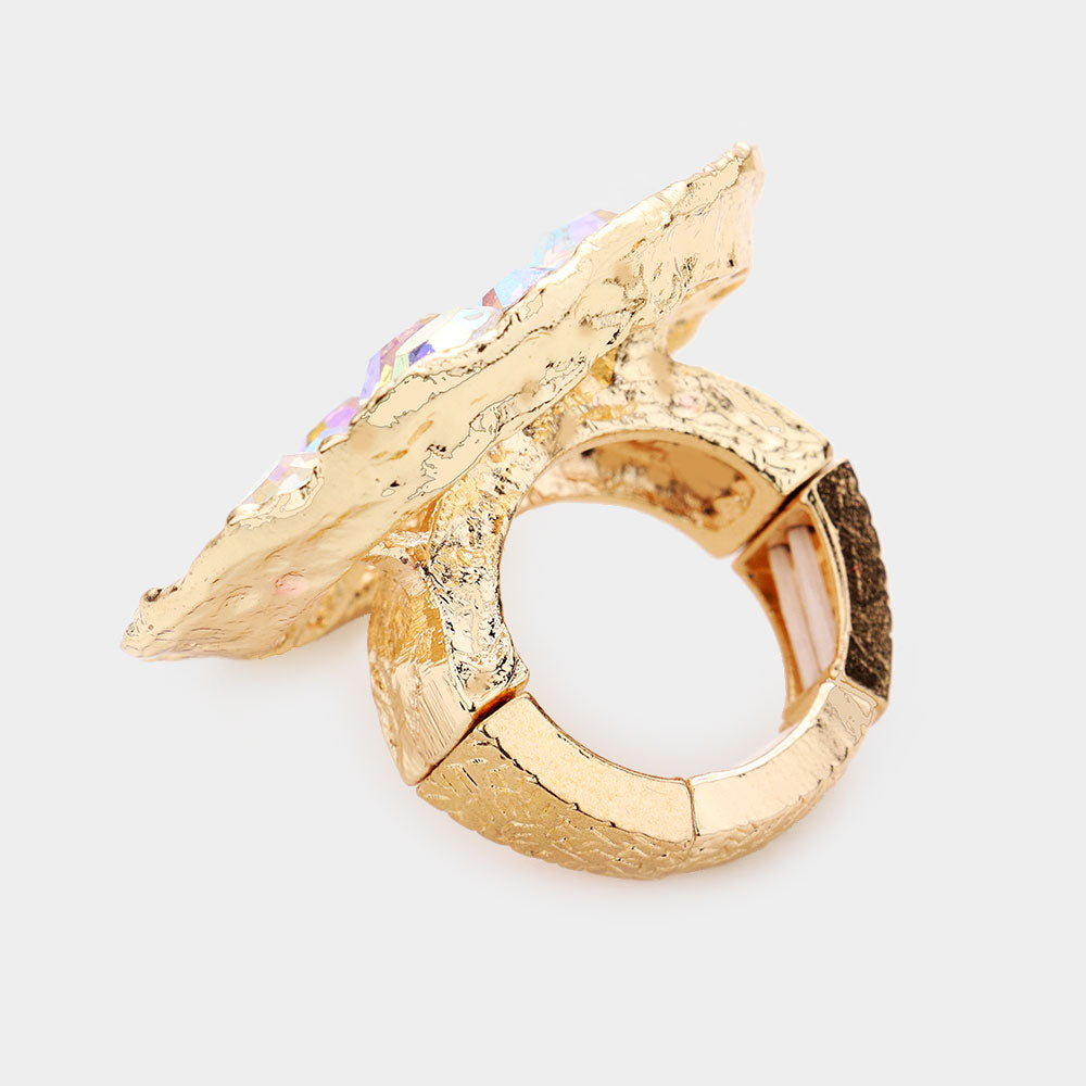 iLLASPARKZ Round Stone Embellished Abstract Metal Stretch Ring
