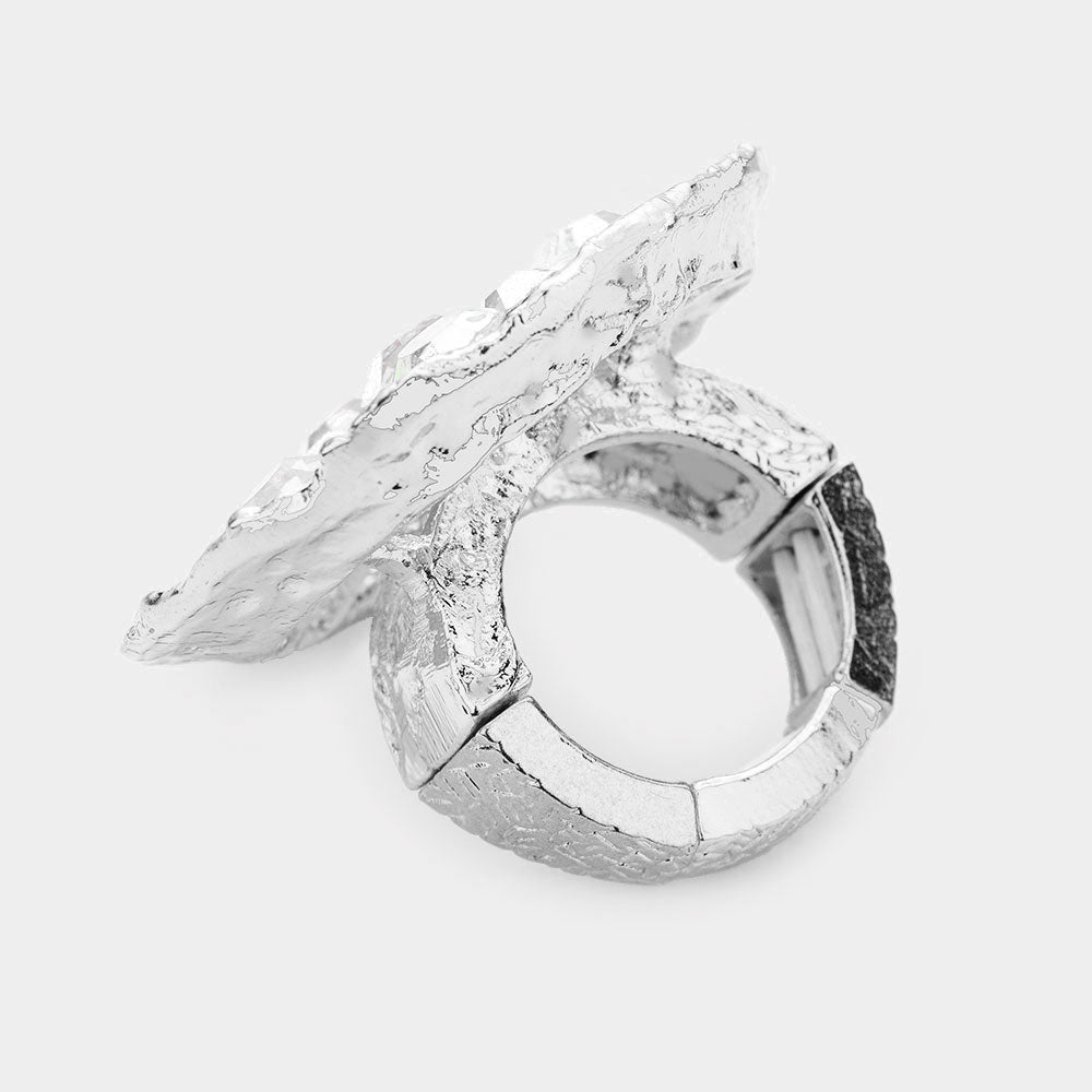 iLLASPARKZ Round Stone Embellished Abstract Metal Stretch Ring