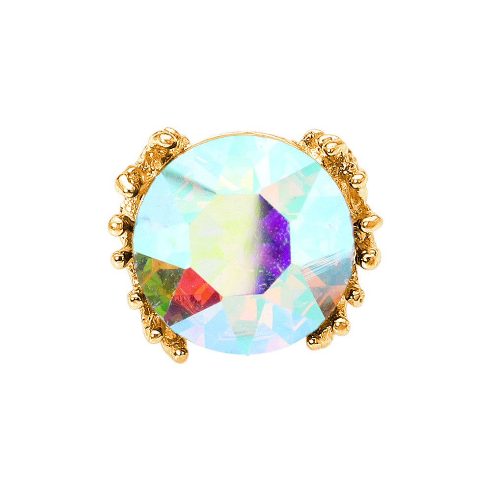 iLLASPARKZ Metal Twig Detailed Round Stone Stretch Ring