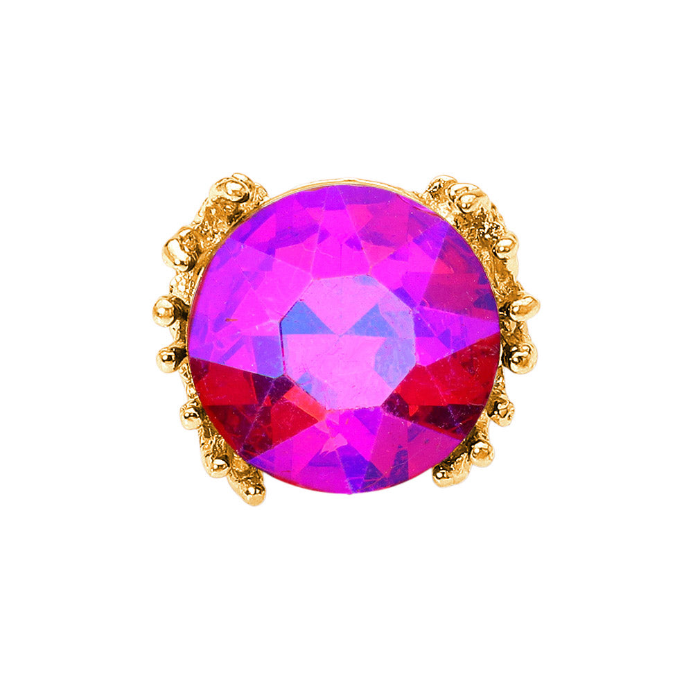 iLLASPARKZ Metal Twig Detailed Round Stone Stretch Ring
