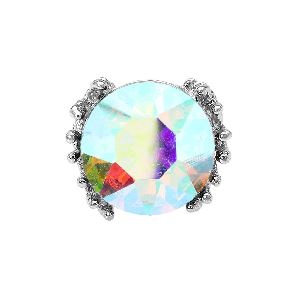iLLASPARKZ Metal Twig Detailed Round Stone Stretch Ring