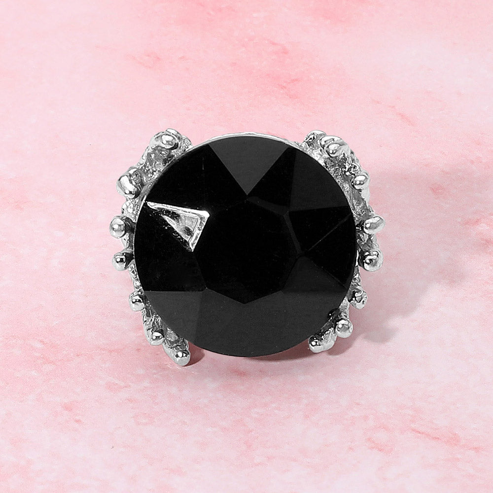 iLLASPARKZ Metal Twig Detailed Round Stone Stretch Ring