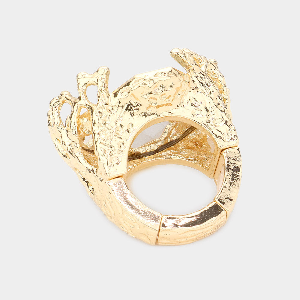 iLLASPARKZ Metal Twig Detailed Stone Stretch Ring