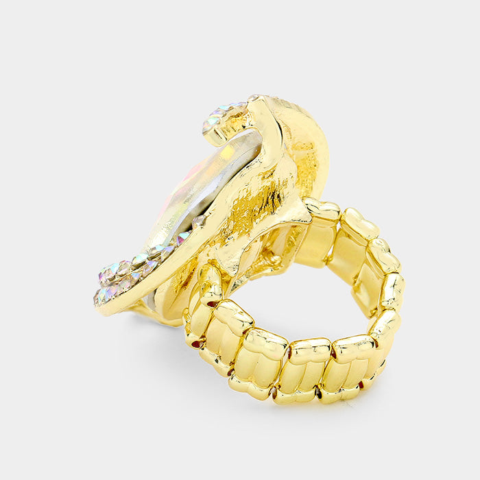 iLLASPARKZ Oval Crystal Centered Stretch Ring
