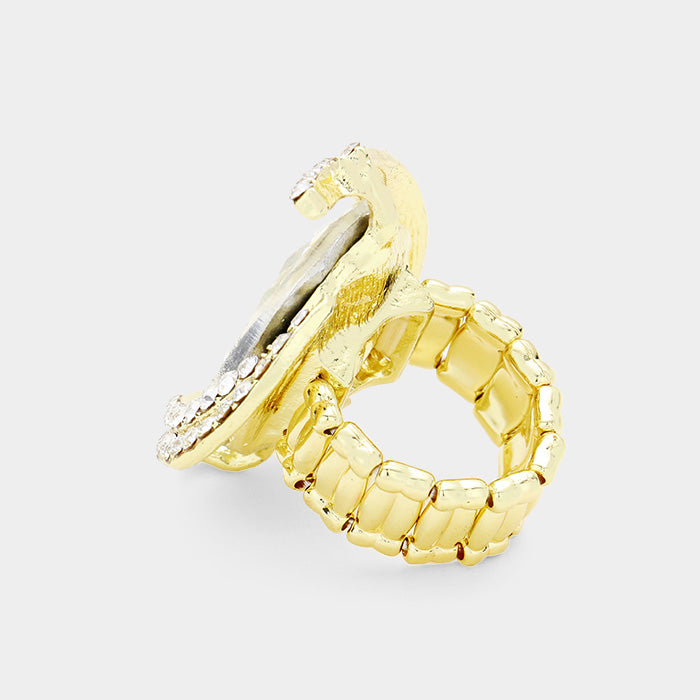 iLLASPARKZ Oval Crystal Centered Stretch Ring