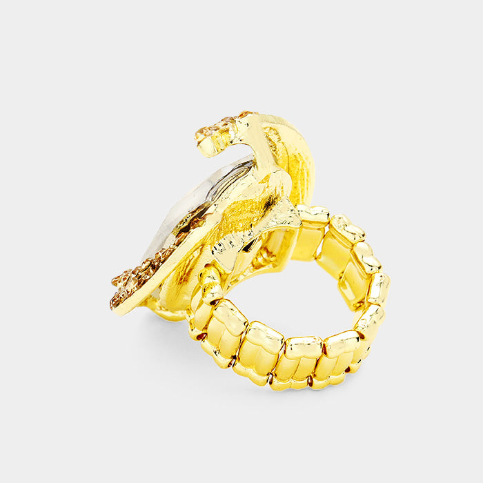 iLLASPARKZ Oval Crystal Centered Stretch Ring