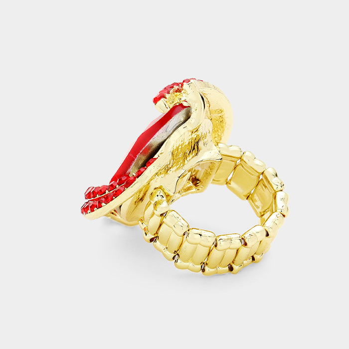 iLLASPARKZ Oval Crystal Centered Stretch Ring