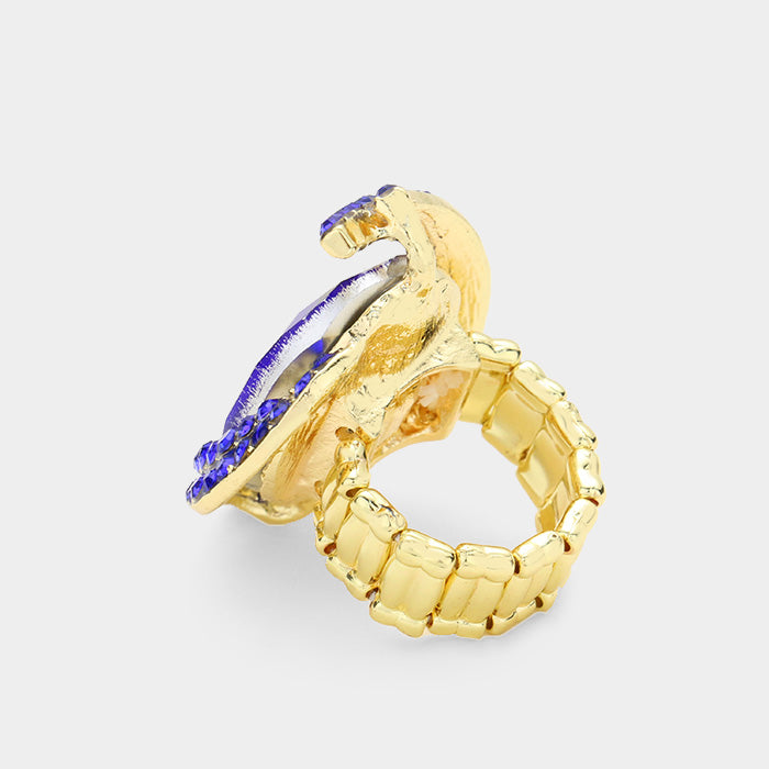 iLLASPARKZ Oval Crystal Centered Stretch Ring