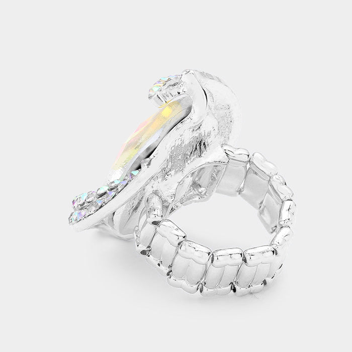 iLLASPARKZ Oval Crystal Centered Stretch Ring