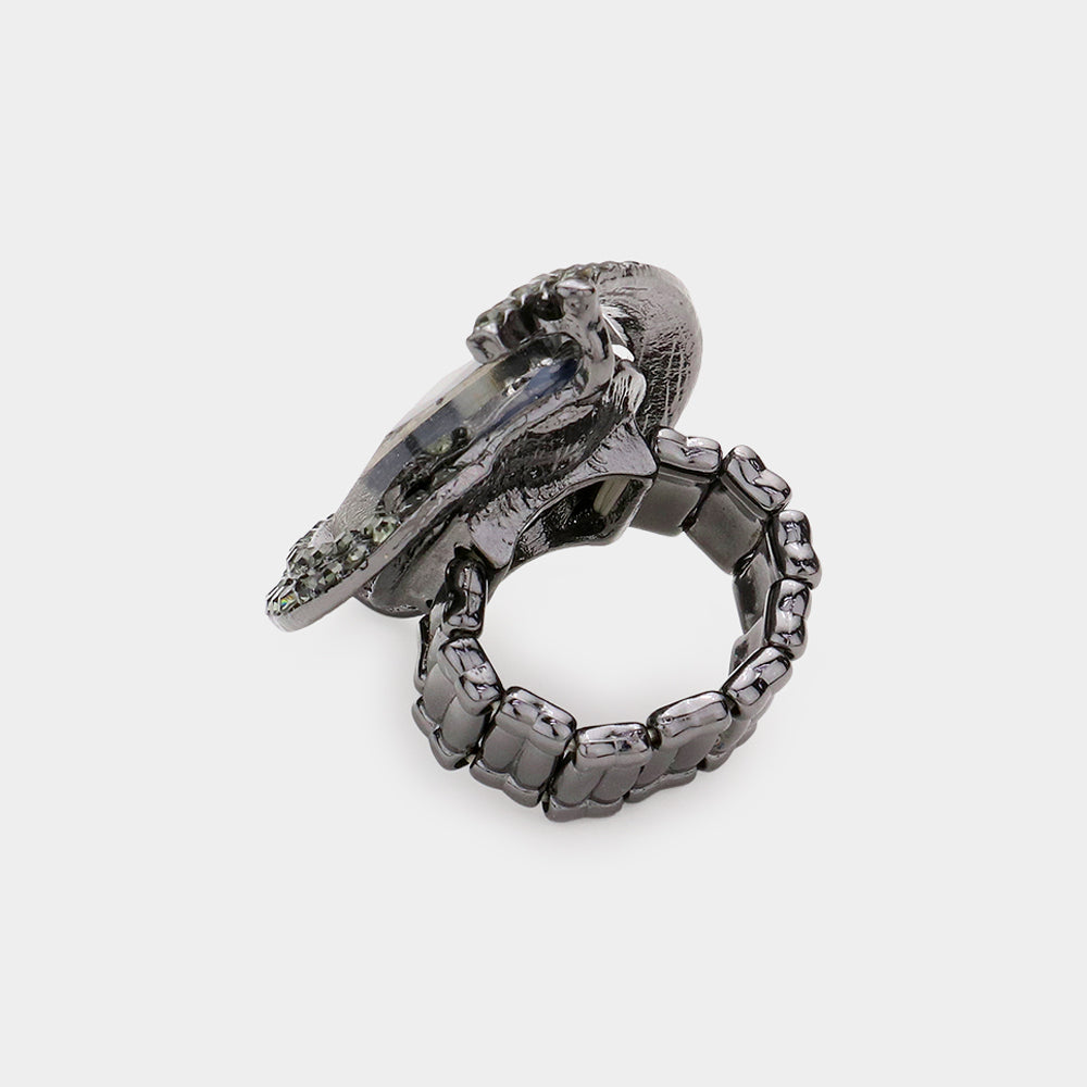 iLLASPARKZ Oval Crystal Centered Stretch Ring