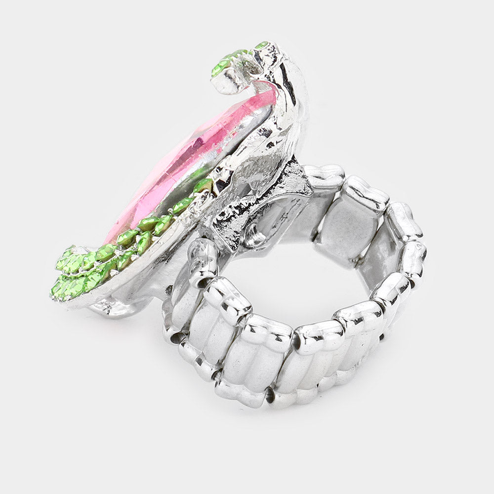 iLLASPARKZ Oval Crystal Centered Stretch Ring