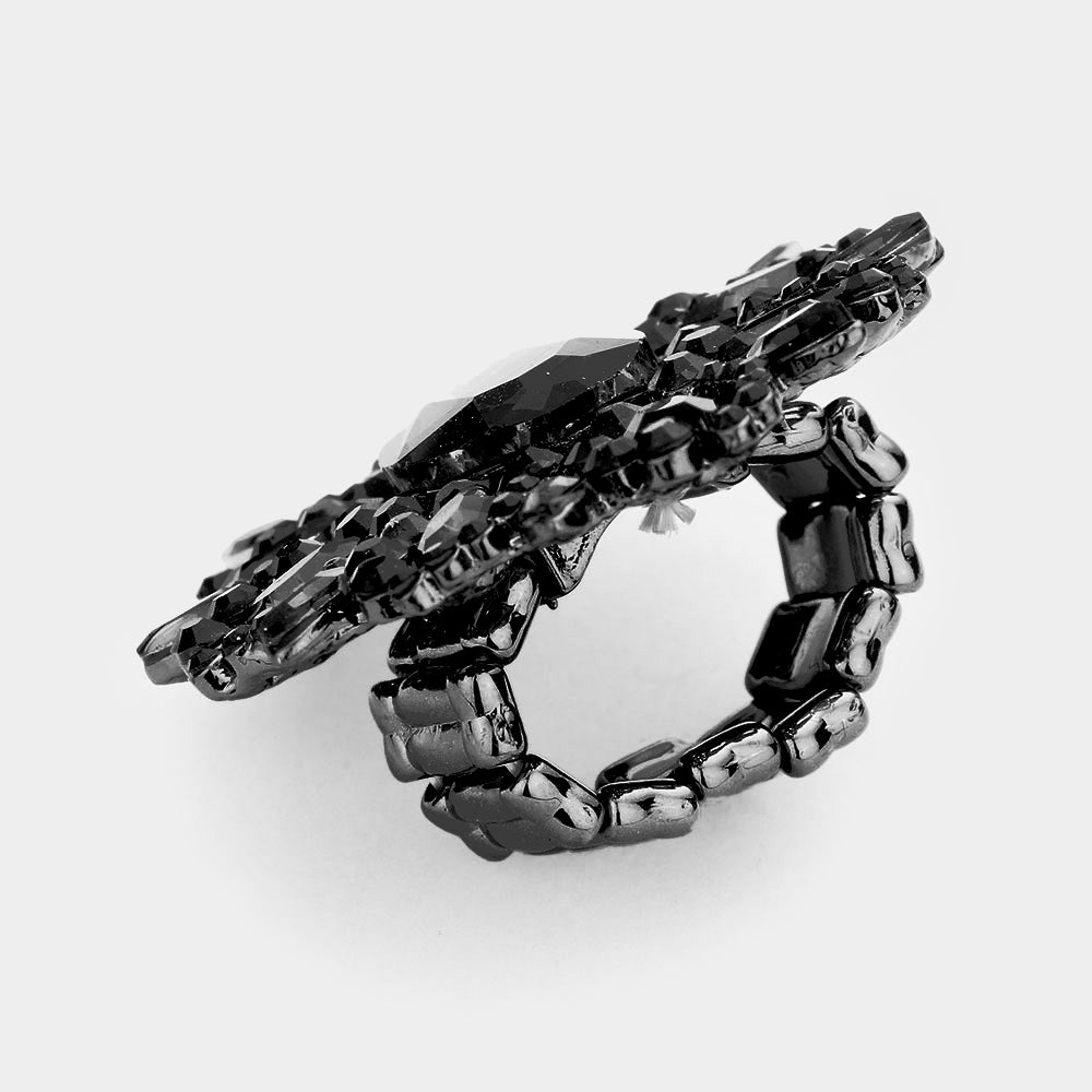 iLLASPARKZ Oval Crystal Cluster Stretch Ring