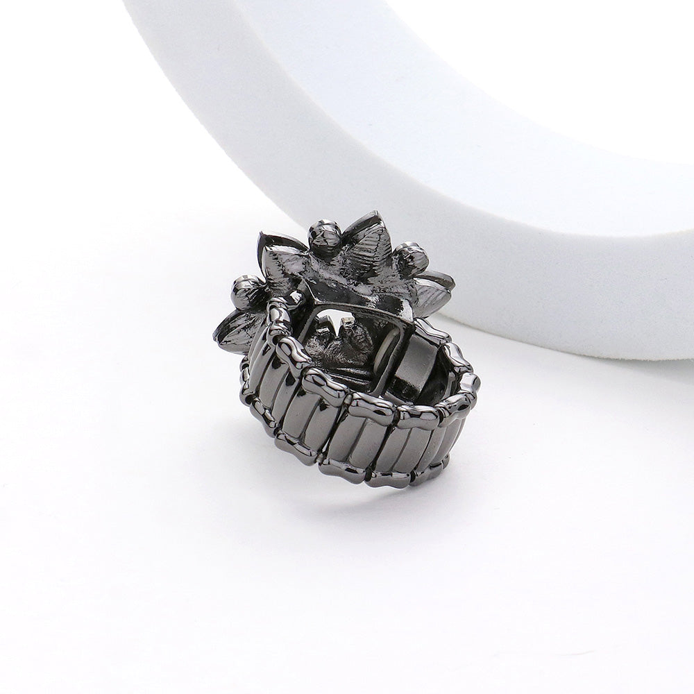 iLLASPARKZ Marquise Glass Stone Cluster Flower Stretch Ring