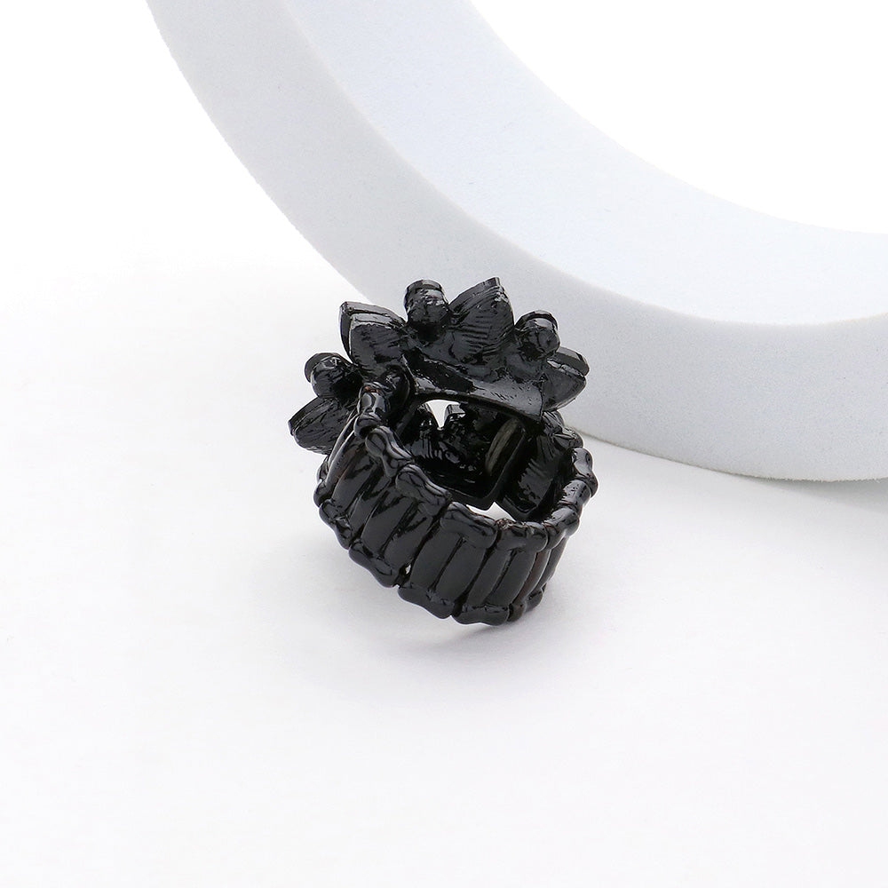 iLLASPARKZ Marquise Glass Stone Cluster Flower Stretch Ring