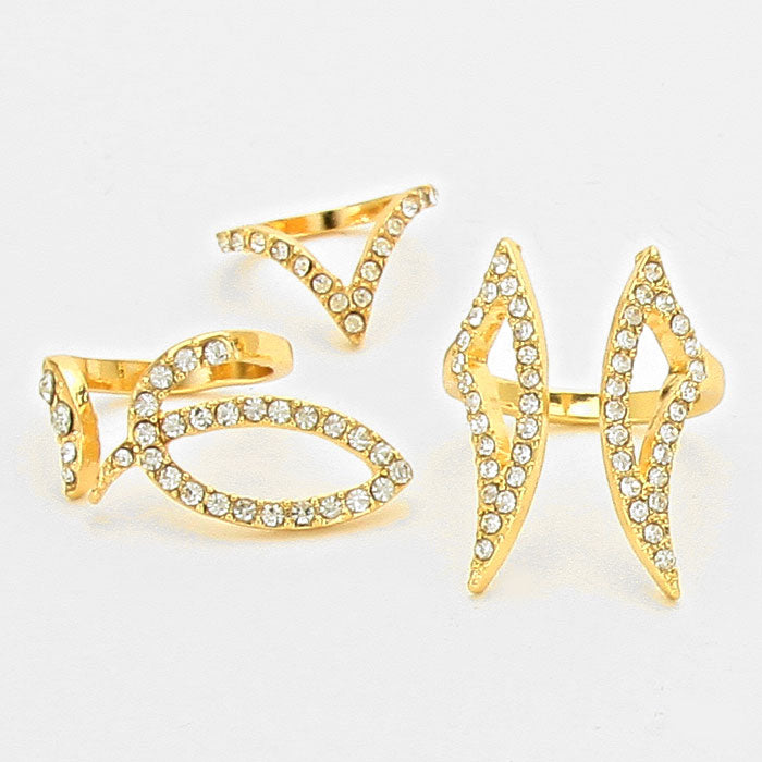 iLLASPARKZ 3-PCS Crystal Rhinestone Pave Ring Set