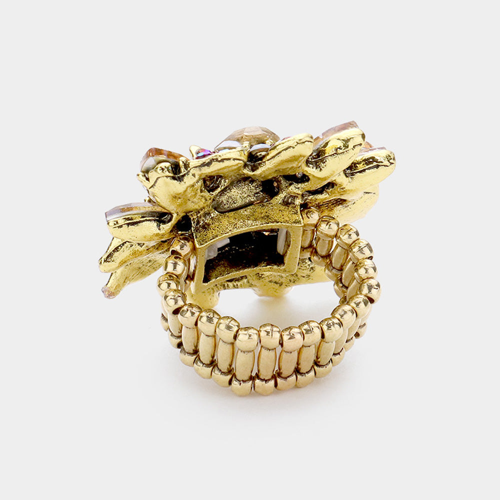 iLLASPARKZ Floral Multi Stone Stretch Ring