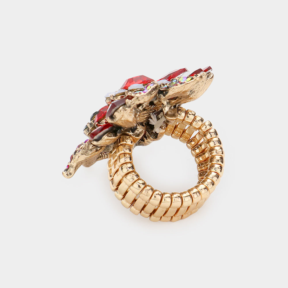 iLLASPARKZ Floral Multi Stone Stretch Ring