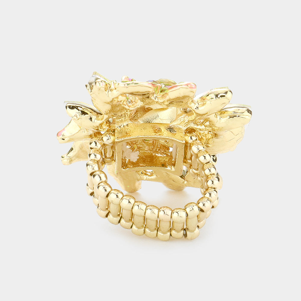 iLLASPARKZ Floral Multi Stone Stretch Ring