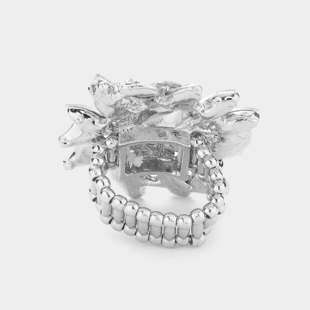 iLLASPARKZ Floral Multi Stone Stretch Ring