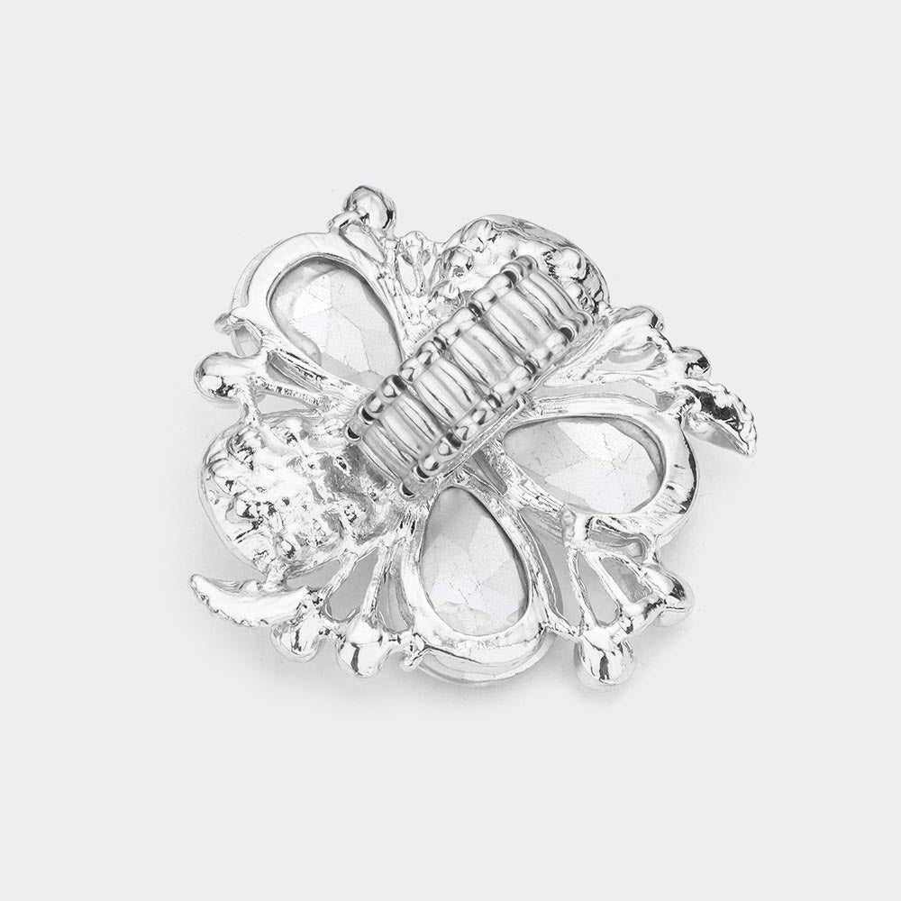 iLLASPARKZ Pearl Stone Embellished Oversized Flower Stretch Ring