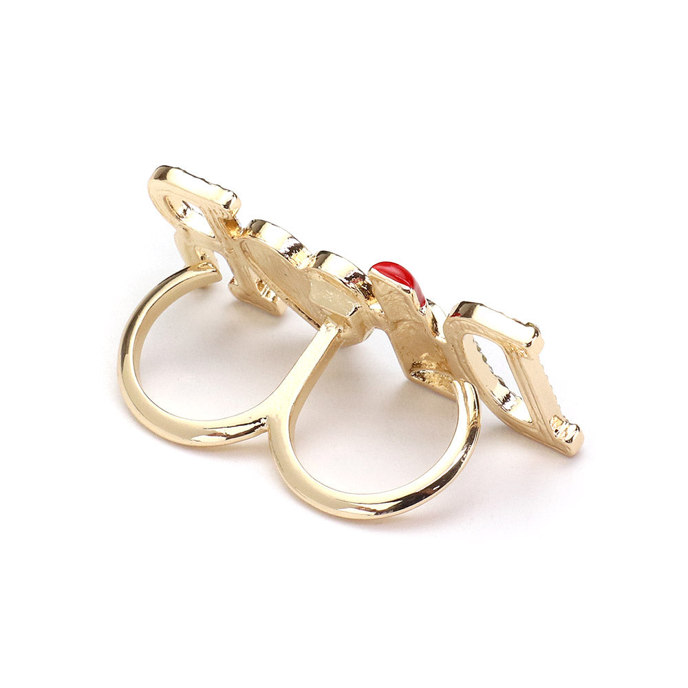 iLLASPARKZ Lipstick Rhinestone Heart Accented Ring