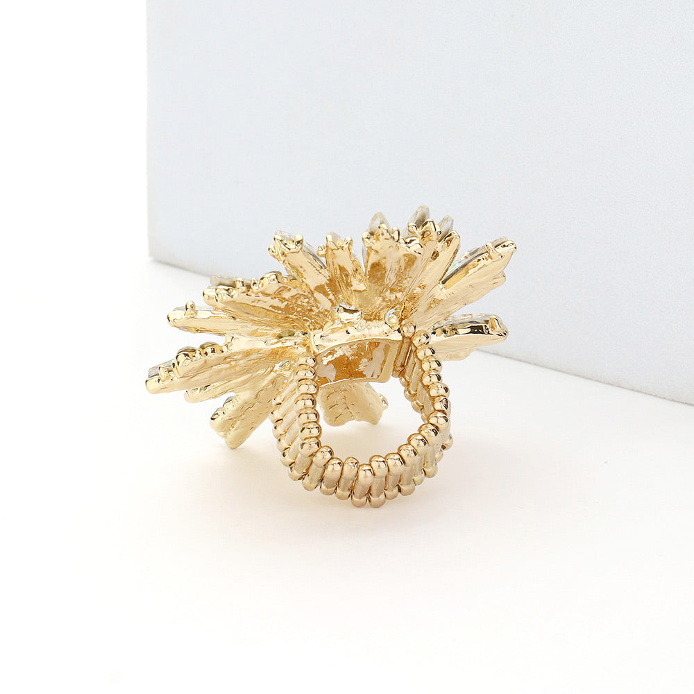iLLASPARKZ Crystal Marquise Cluster Floral Stretch Ring