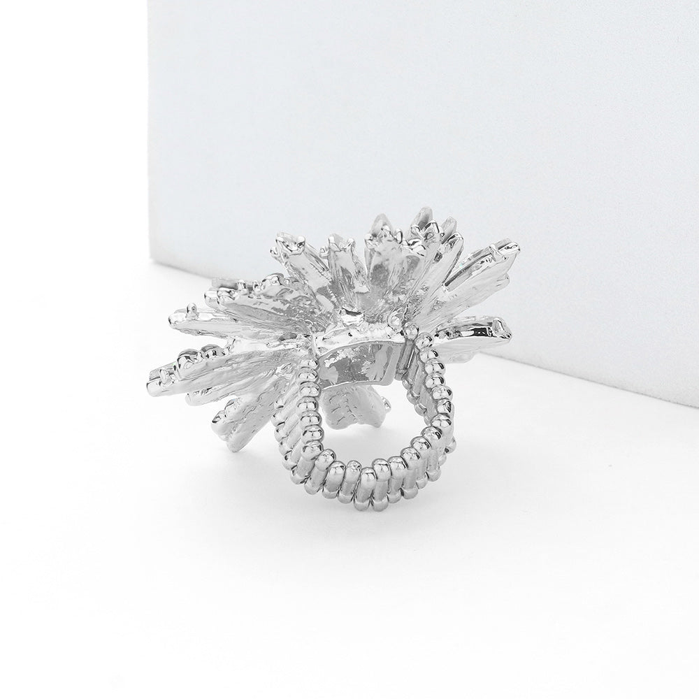 iLLASPARKZ Crystal Marquise Cluster Floral Stretch Ring