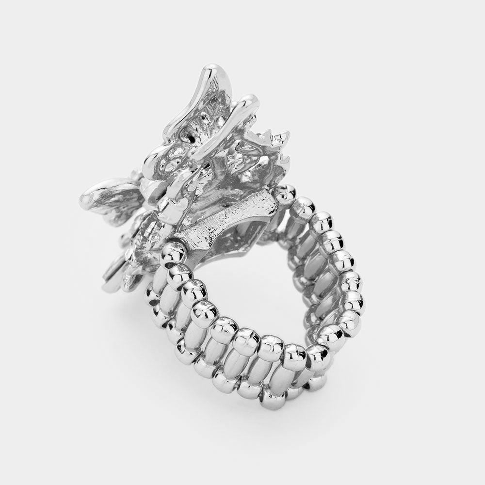 iLLASPARKZ Crystal Pave Floral Butterfly Stretch Ring