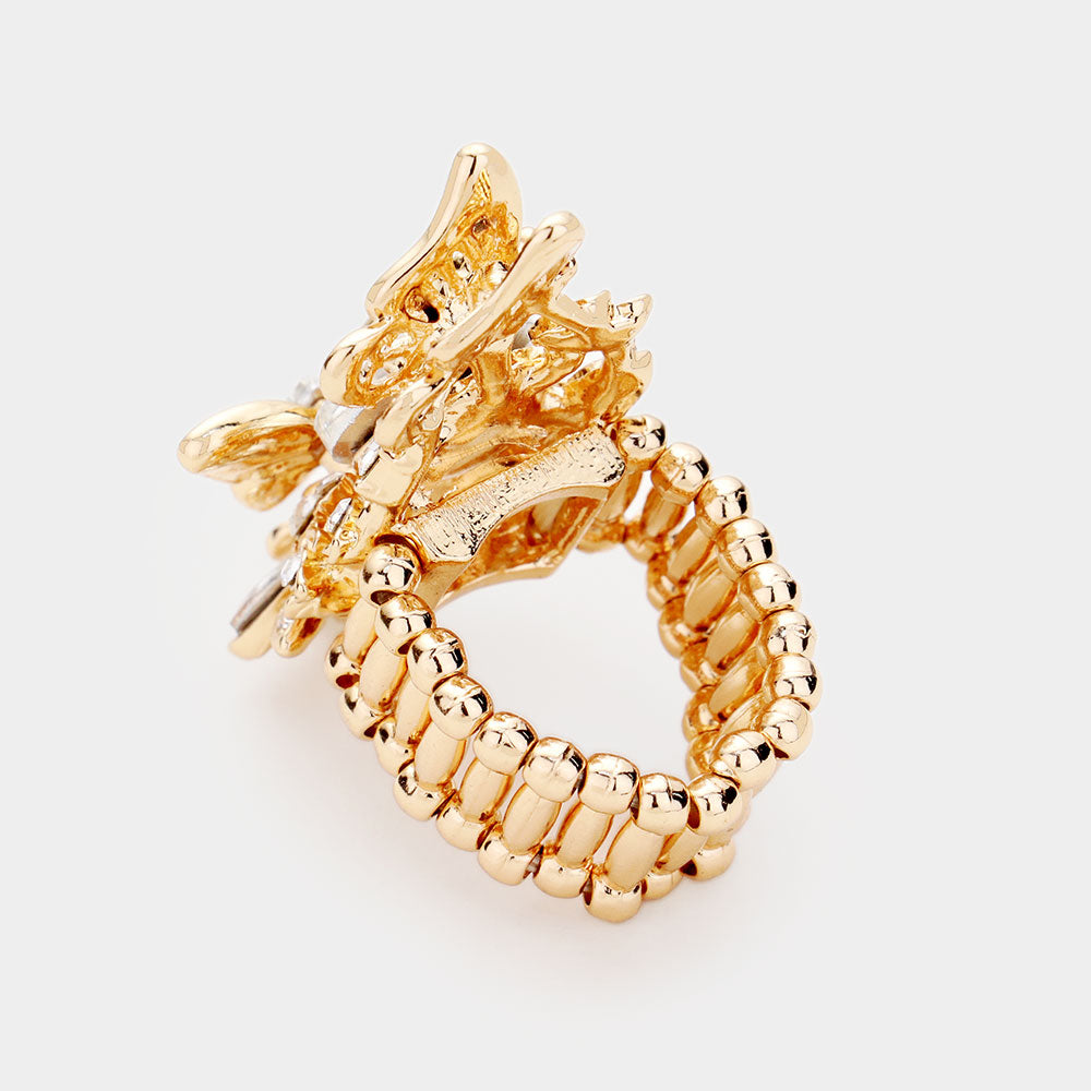 iLLASPARKZ Crystal Pave Floral Butterfly Stretch Ring