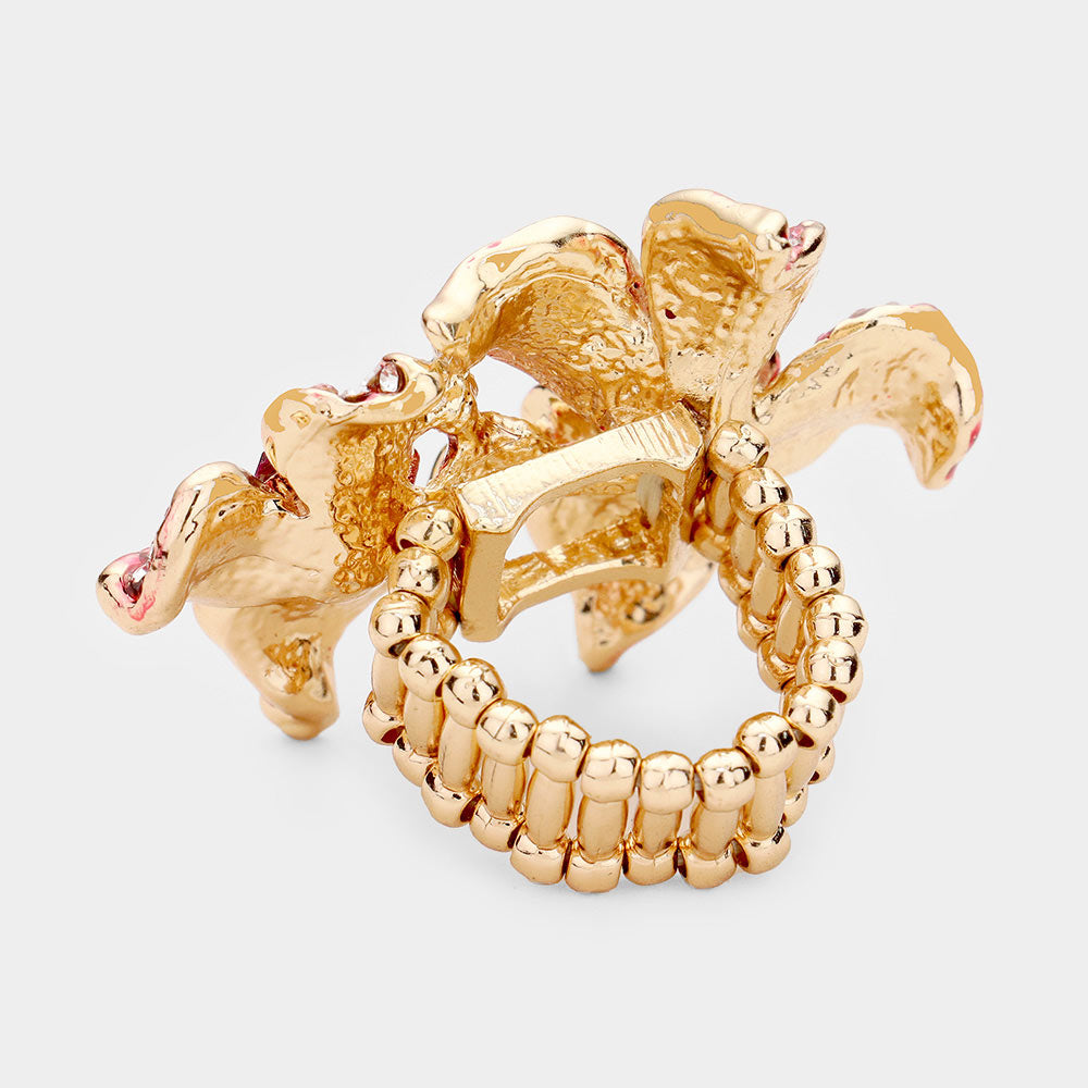 iLLASPARKZ Rhinestone Crystal Bloom Flower Stretch Ring