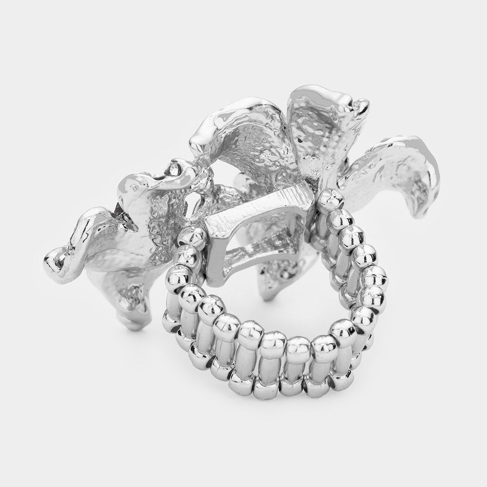 iLLASPARKZ Rhinestone Crystal Bloom Flower Stretch Ring
