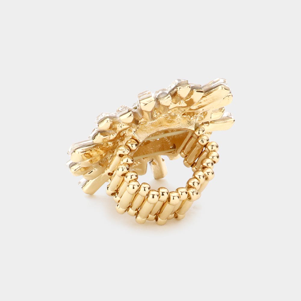 iLLASPARKZ Round Rectangle Stone Cluster Stretch Ring