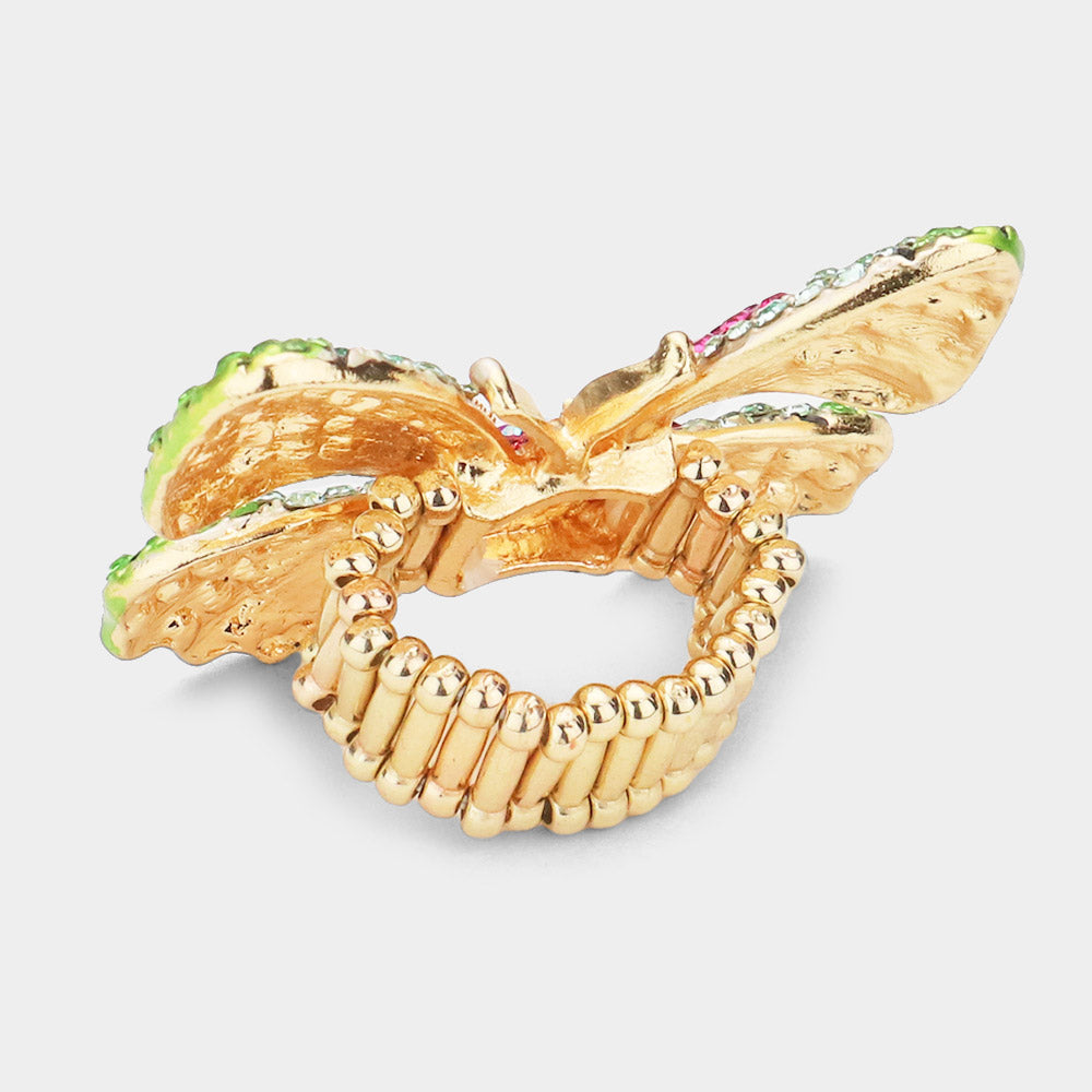 iLLASPARKZ Rhinestone Embellished Metal Butterfly Stretch Ring
