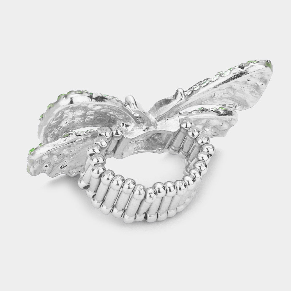 iLLASPARKZ Rhinestone Embellished Metal Butterfly Stretch Ring