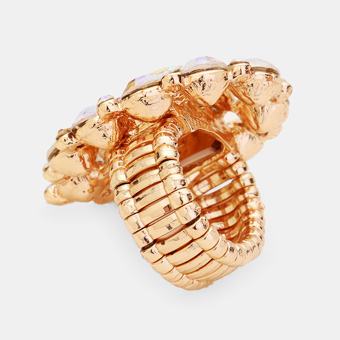 iLLASPARKZ Rhinestone Crystal Cluster Teardrop Stretch Ring