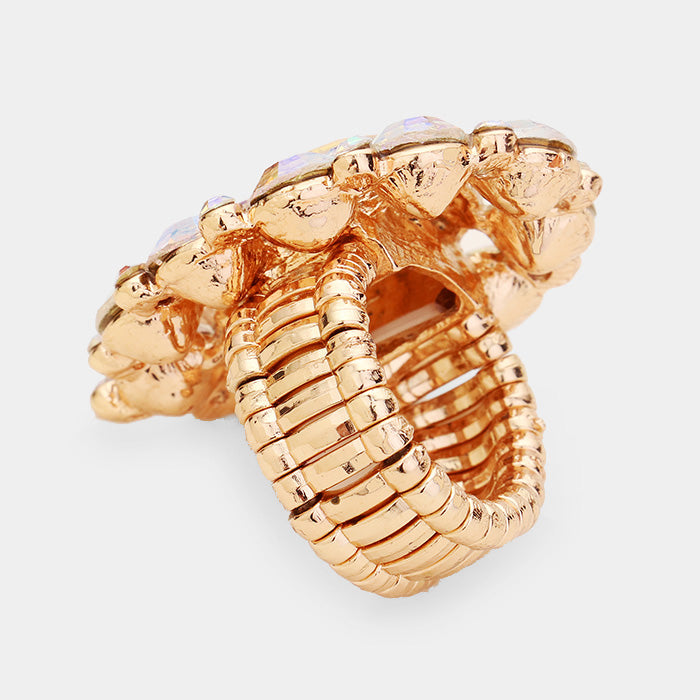 iLLASPARKZ Rhinestone Crystal Cluster Teardrop Stretch Ring