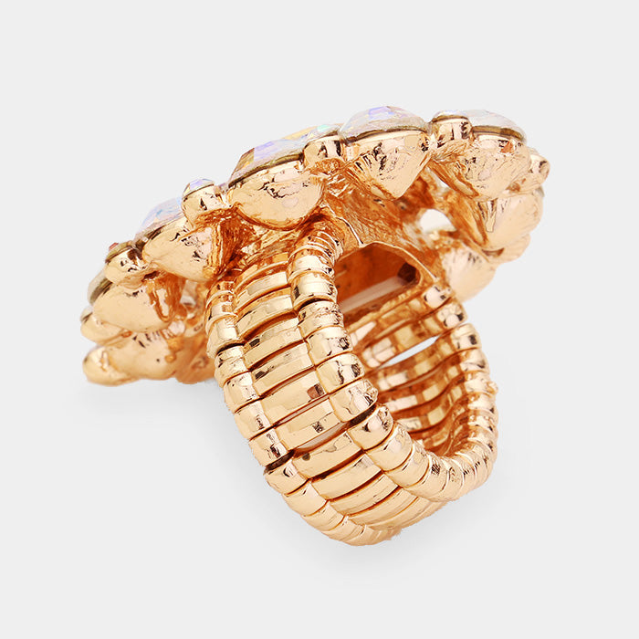 iLLASPARKZ Rhinestone Crystal Cluster Teardrop Stretch Ring
