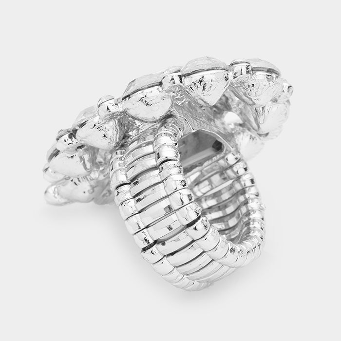 iLLASPARKZ Rhinestone Crystal Cluster Teardrop Stretch Ring