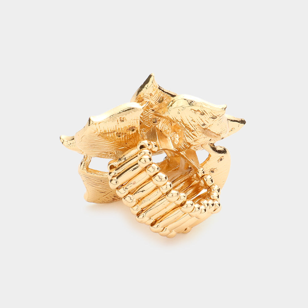 iLLASPARKZ Round Stone Centered Flower Stretch Ring