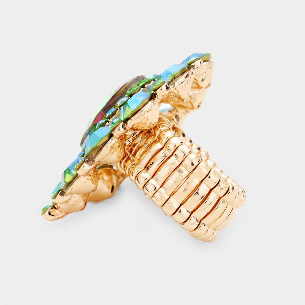 iLLASPARKZ Rhinestone Crystal Cluster Teardrop Stretch Ring