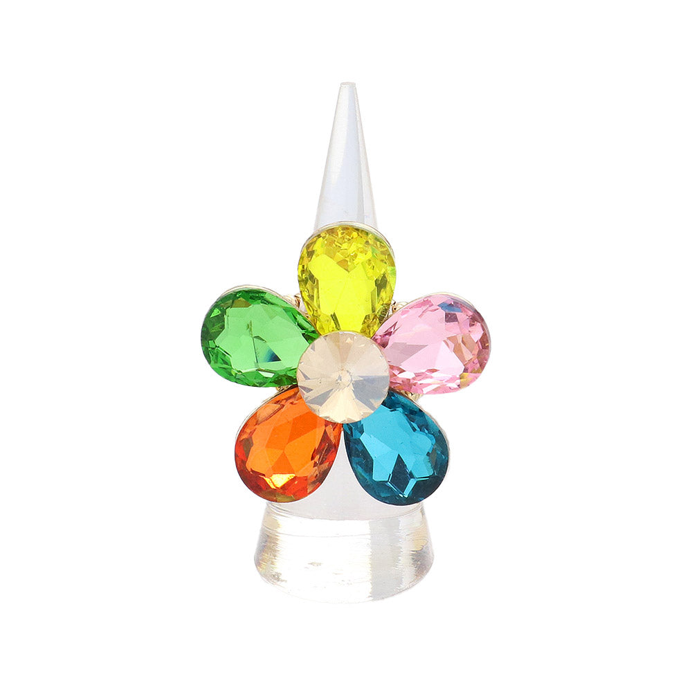 iLLASPARKZ Flower Stone Cluster Stretch Ring
