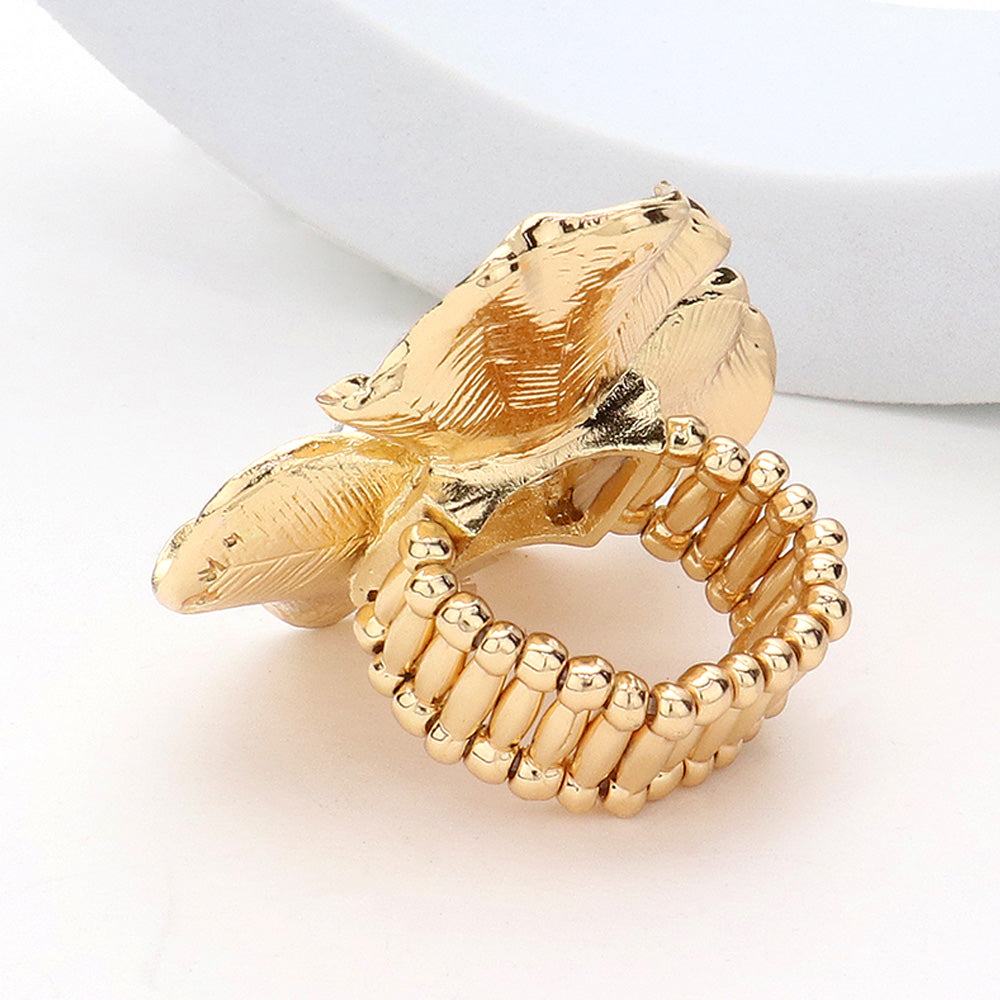 iLLASPARKZ Round Stone Pointed Rhinestone Paved Flower Stretch Ring
