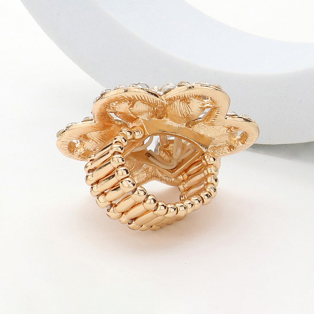 iLLASPARKZ Flower Stone Embellished Stretch Ring