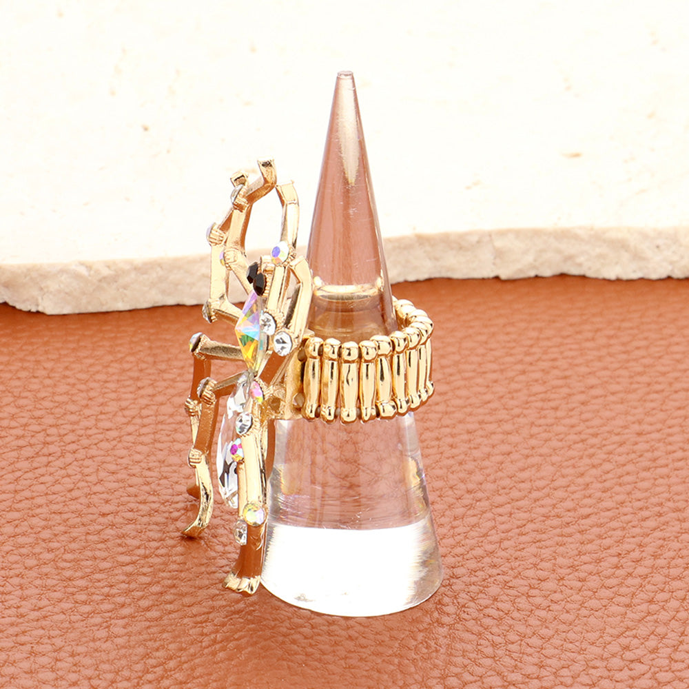 iLLASPARKZ Stone Pointed Spider Stretch Ring