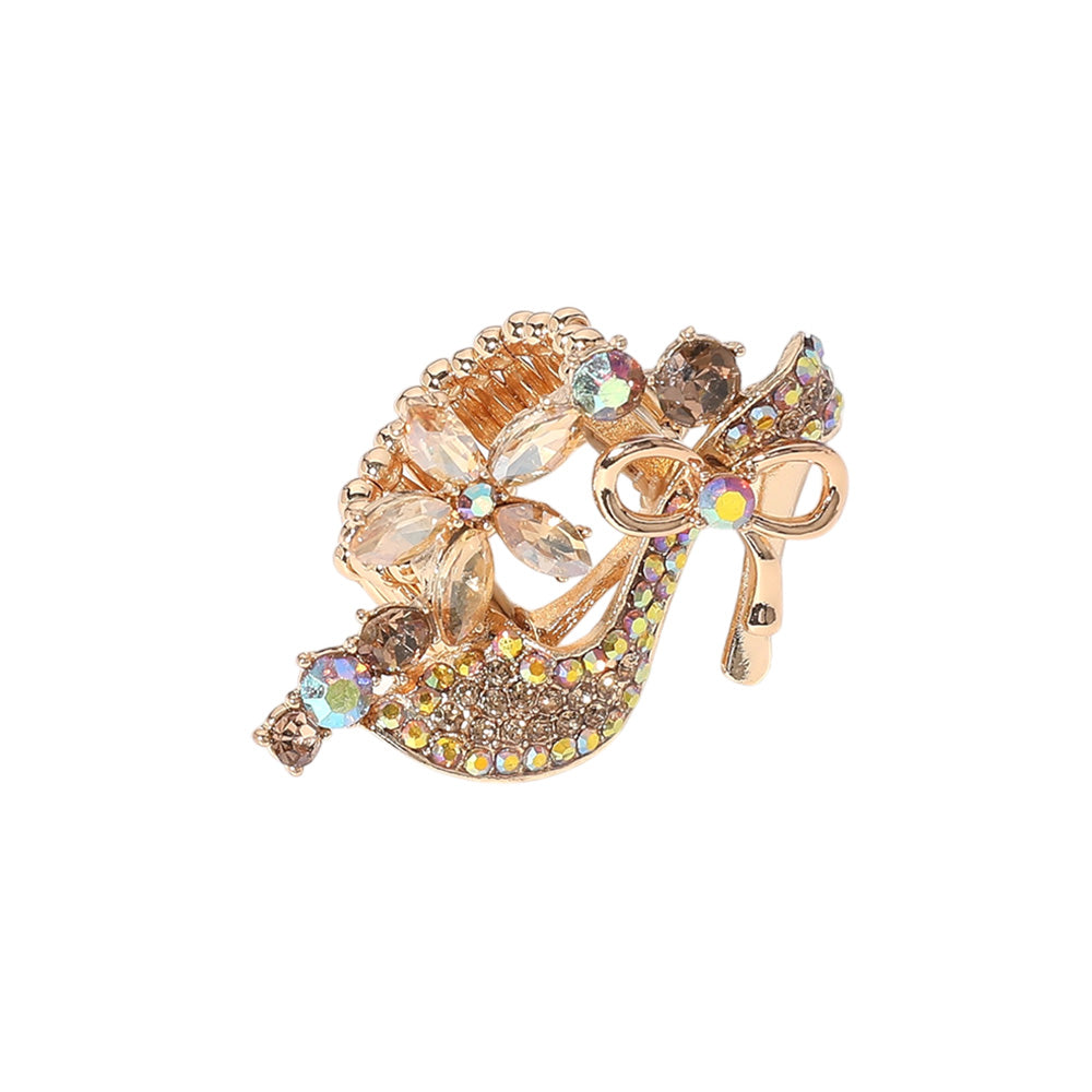 iLLASPARKZ Rhinestone Embellished Flower High Heel Pointed Stretch Ring