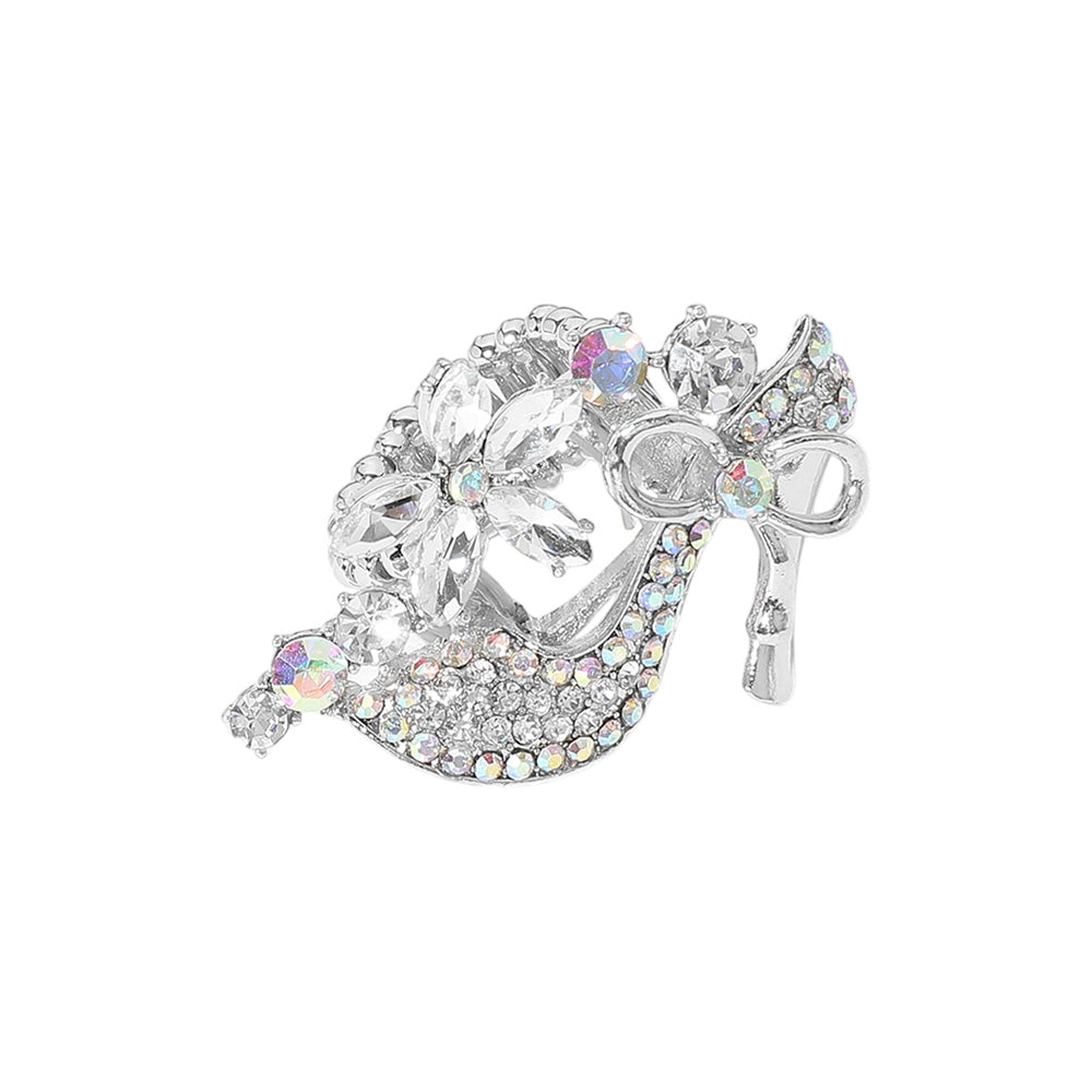 iLLASPARKZ Rhinestone Embellished Flower High Heel Pointed Stretch Ring