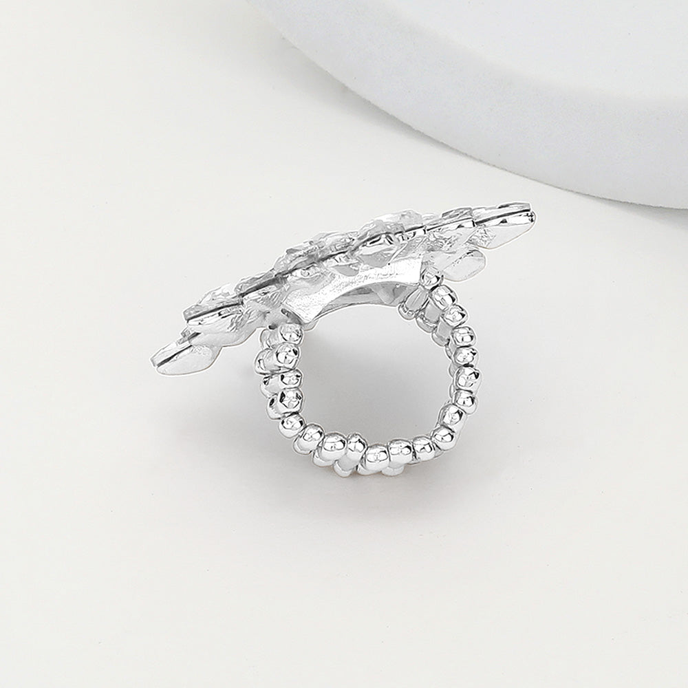 iLLASPARKZ Round Marquise Stone Embellished Snowflake Stretch Ring